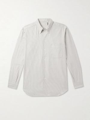 Button-Down Collar Striped Cotton Shirt