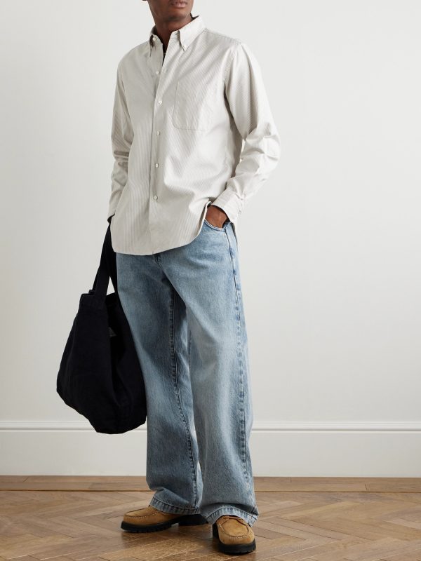 Button-Down Collar Striped Cotton Shirt - OU Button-Down Collar Striped Cotton Shirt - OU