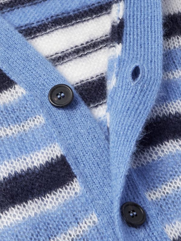 Logo-Embroidered Striped Mohair-Blend Cardigan - CU Logo-Embroidered Striped Mohair-Blend Cardigan - CU