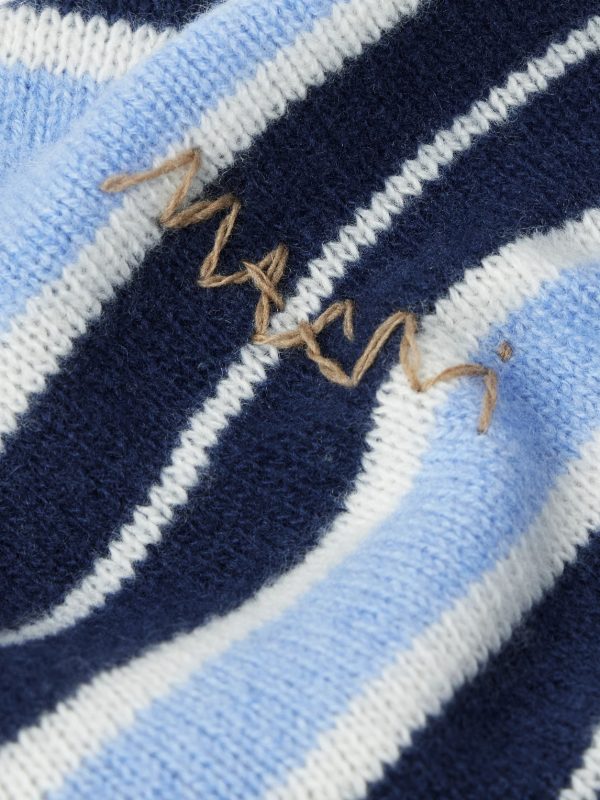 Logo-Embroidered Striped Wool and Cashmere-Blend Sweater - CU
