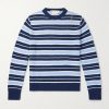 Logo-Embroidered Striped Wool and Cashmere-Blend Sweater