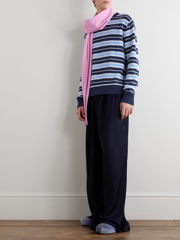 Logo-Embroidered Striped Wool and Cashmere-Blend Sweater - OU