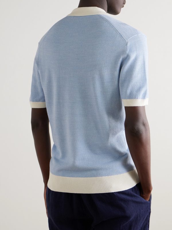 Horton Slim-Fit Wool and Cotton-Blend Polo Shirt - BK