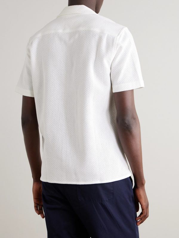 Maitan Camp-Collar Crocheted Cotton Shirt - BK Maitan Camp-Collar Crocheted Cotton Shirt - BK