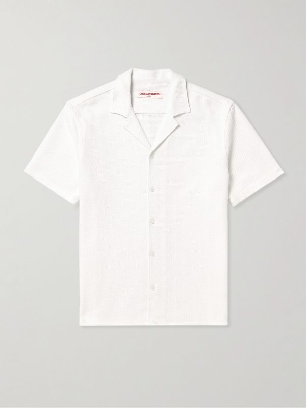 Maitan Camp-Collar Crocheted Cotton Shirt Maitan Camp-Collar Crocheted Cotton Shirt