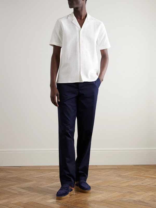 Maitan Camp-Collar Crocheted Cotton Shirt - OU Maitan Camp-Collar Crocheted Cotton Shirt - OU