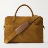 Closer Slim Leather-Trimmed Suede Briefcase Closer Slim Leather-Trimmed Suede Briefcase
