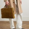 Closer Slim Leather-Trimmed Suede Briefcase - OU Closer Slim Leather-Trimmed Suede Briefcase - OU
