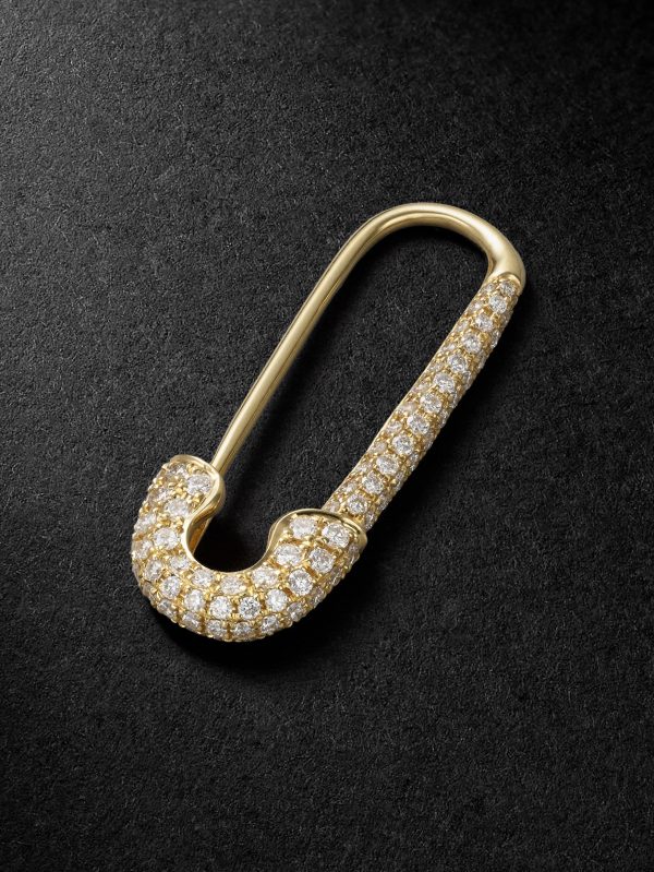 Safety Pin 18-Karat Gold Diamond Single Earring Safety Pin 18-Karat Gold Diamond Single Earring