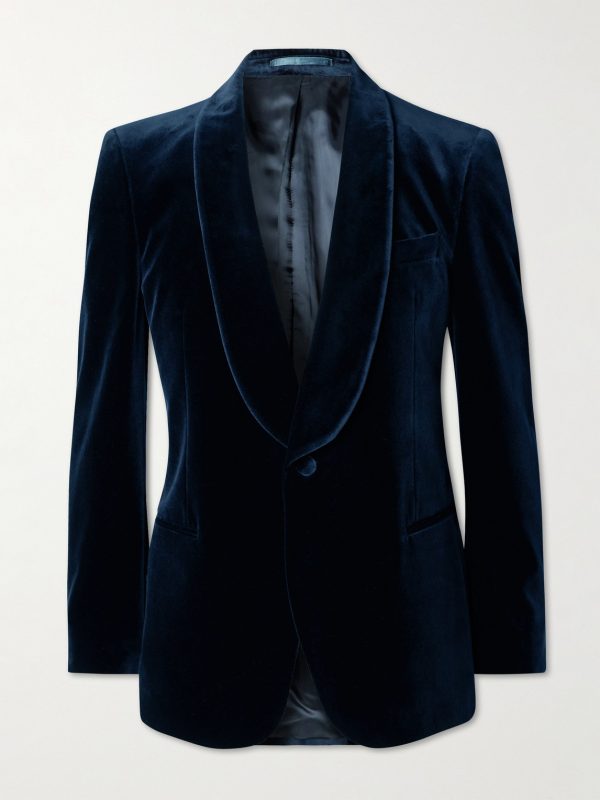 Slim-Fit Shawl-Collar Cotton-Velvet Tuxedo Jacket