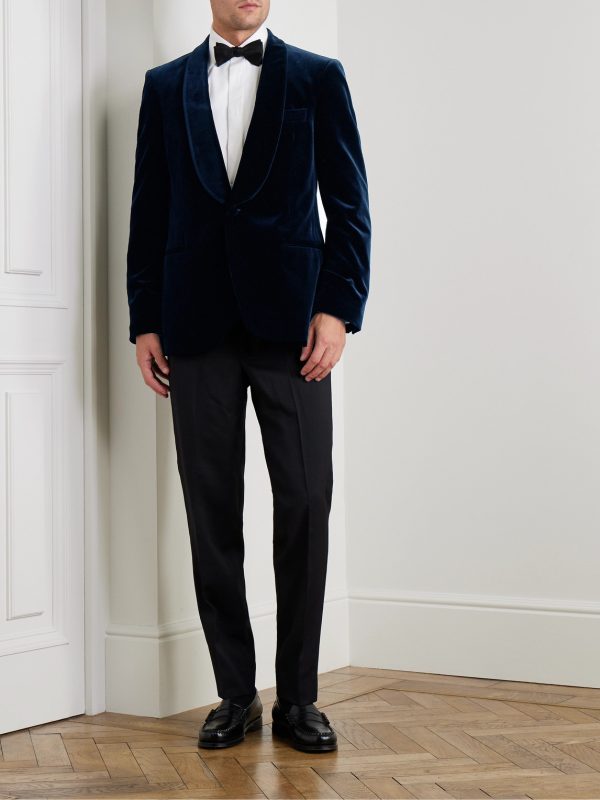 Slim-Fit Shawl-Collar Cotton-Velvet Tuxedo Jacket - OU