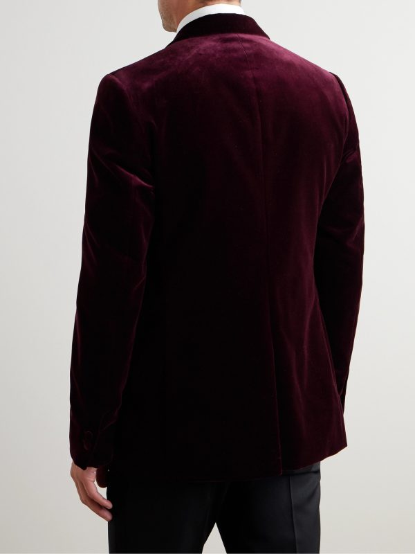 Slim-Fit Shawl-Collar Cotton-Velvet Tuxedo Jacket - BK Slim-Fit Shawl-Collar Cotton-Velvet Tuxedo Jacket - BK