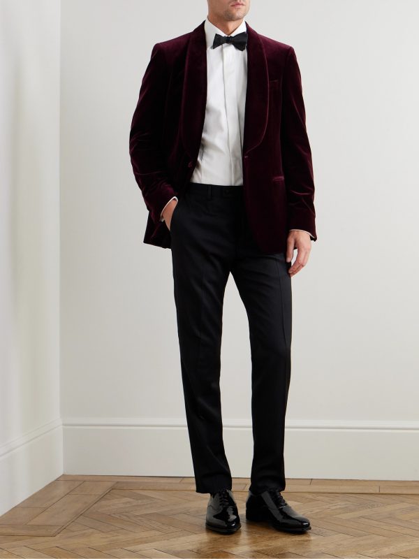 Slim-Fit Shawl-Collar Cotton-Velvet Tuxedo Jacket - OU Slim-Fit Shawl-Collar Cotton-Velvet Tuxedo Jacket - OU