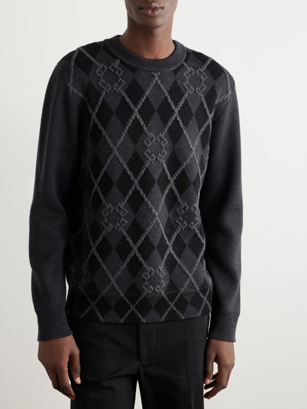 Argyle Wool-Blend Sweater - FR Argyle Wool-Blend Sweater - FR
