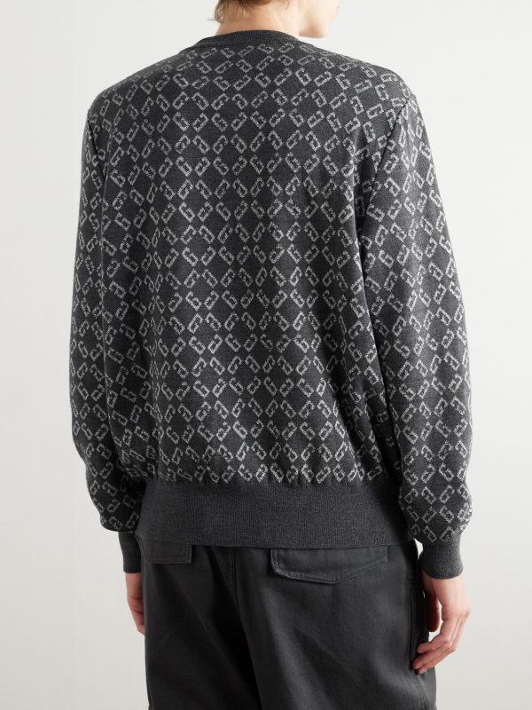 Logo-Jacquard Wool-Blend Sweater - BK Logo-Jacquard Wool-Blend Sweater - BK
