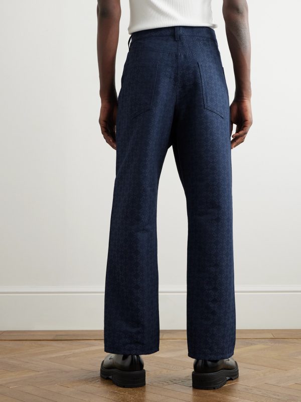 Straight-Leg Logo-Jacquard Cotton-Blend Trousers - BK Straight-Leg Logo-Jacquard Cotton-Blend Trousers - BK