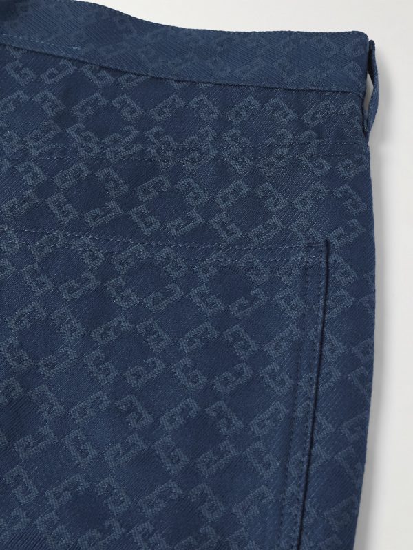 Straight-Leg Logo-Jacquard Cotton-Blend Trousers - CU Straight-Leg Logo-Jacquard Cotton-Blend Trousers - CU