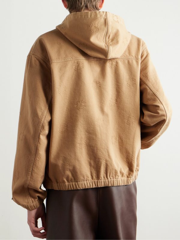 Logo-Jacquard Denim Hooded Jacket - BK Logo-Jacquard Denim Hooded Jacket - BK