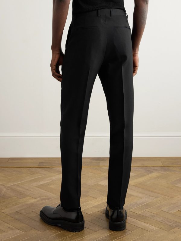 Tapered Logo-Embellished Wool Trousers - BK Tapered Logo-Embellished Wool Trousers - BK