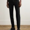 Tapered Logo-Embellished Wool Trousers - FR Tapered Logo-Embellished Wool Trousers - FR
