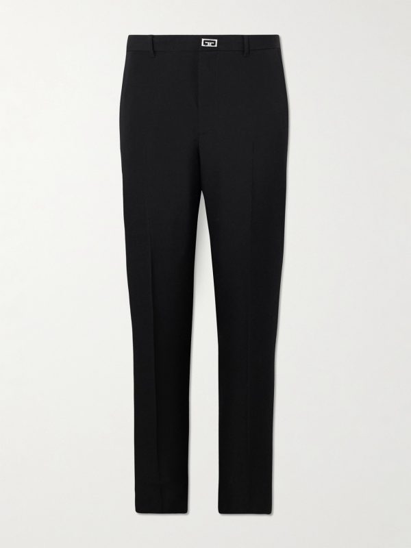 Tapered Logo-Embellished Wool Trousers Tapered Logo-Embellished Wool Trousers