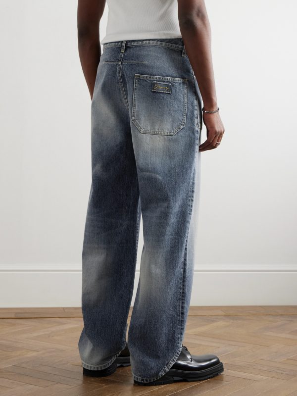 Straight-Leg Logo-Embroidered Jeans - BK Straight-Leg Logo-Embroidered Jeans - BK