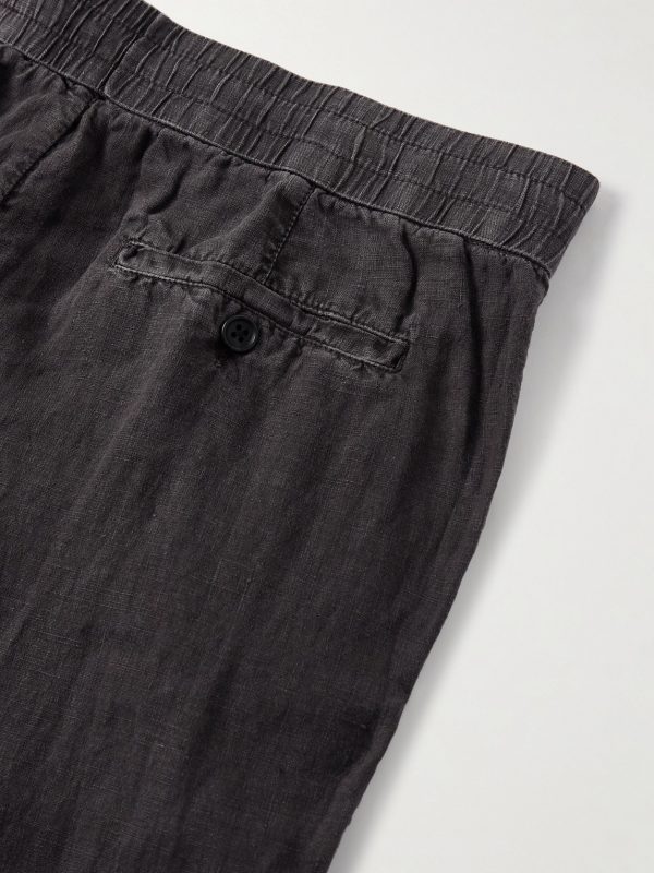Straight-Leg Garment-Dyed Linen Drawstring Trousers - CU Straight-Leg Garment-Dyed Linen Drawstring Trousers - CU