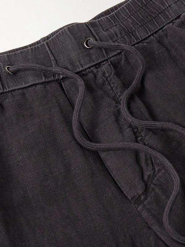 Straight-Leg Garment-Dyed Linen Drawstring Trousers - E1 Straight-Leg Garment-Dyed Linen Drawstring Trousers - E1