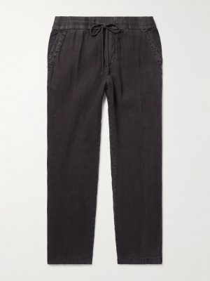 Straight-Leg Garment-Dyed Linen Drawstring Trousers Straight-Leg Garment-Dyed Linen Drawstring Trousers