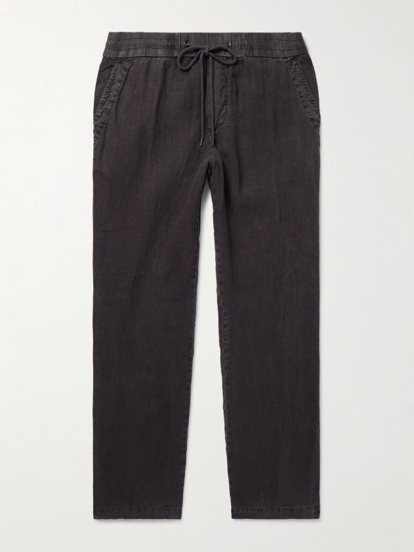 Straight-Leg Garment-Dyed Linen Drawstring Trousers Straight-Leg Garment-Dyed Linen Drawstring Trousers