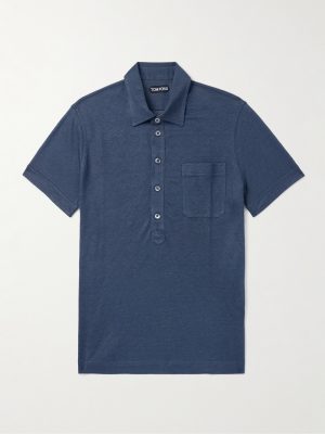 Slim-Fit Silk and Linen-Blend Polo Shirt Slim-Fit Silk and Linen-Blend Polo Shirt