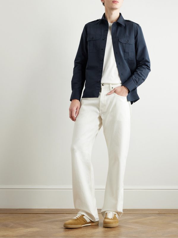 Cotton and Silk-Blend Poplin Shirt - OU Cotton and Silk-Blend Poplin Shirt - OU