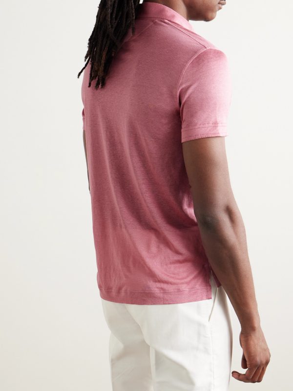 Slim-Fit Silk and Linen-Blend Polo Shirt - BK Slim-Fit Silk and Linen-Blend Polo Shirt - BK