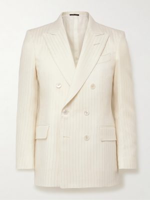 Dyllan Double-Breasted Metallic Striped Wool-Blend Suit Jacket Dyllan Double-Breasted Metallic Striped Wool-Blend Suit Jacket