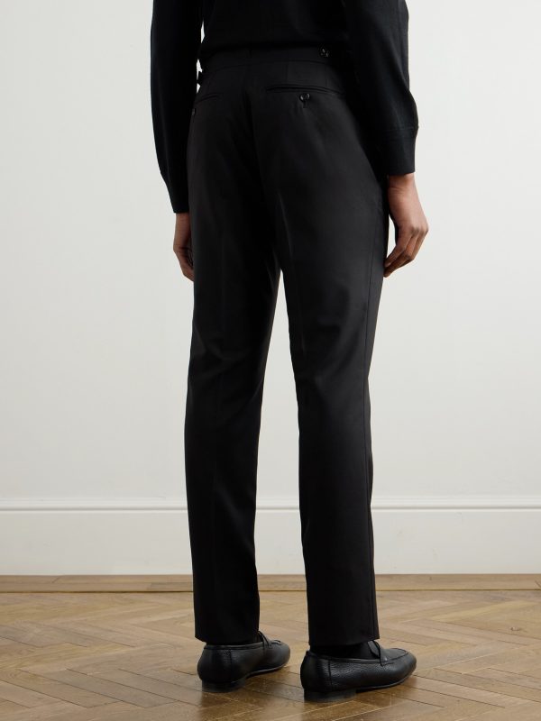 Slim-Fit Silk and Wool-Blend Trousers - BK