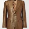 Slim-Fit Croc-Effect Coated Wool-Blend Tuxedo Jacket