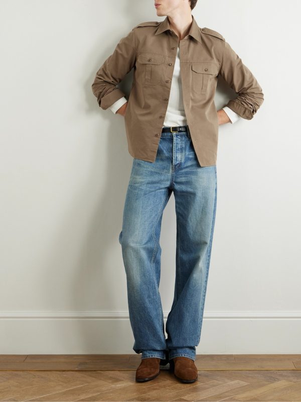 Cotton and Silk-Blend Poplin Shirt - OU Cotton and Silk-Blend Poplin Shirt - OU