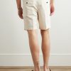 Straight-Leg Pleated Cotton and Silk-Blend Poplin Shorts - BK Straight-Leg Pleated Cotton and Silk-Blend Poplin Shorts - BK