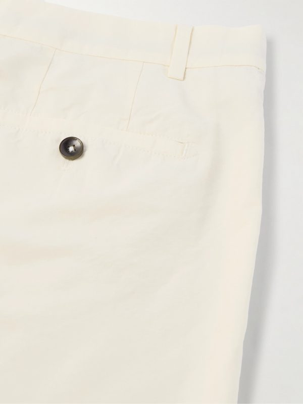 Straight-Leg Pleated Cotton and Silk-Blend Poplin Shorts - CU Straight-Leg Pleated Cotton and Silk-Blend Poplin Shorts - CU