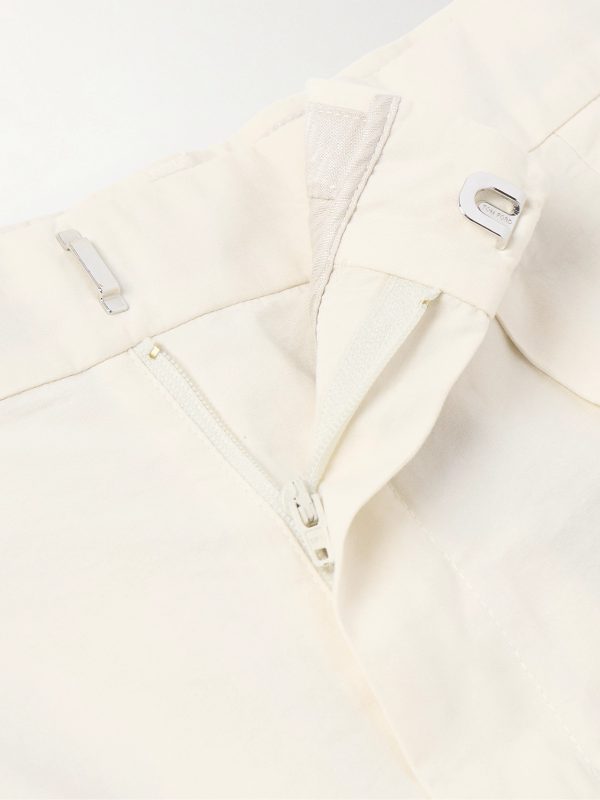 Straight-Leg Pleated Cotton and Silk-Blend Poplin Shorts - E1 Straight-Leg Pleated Cotton and Silk-Blend Poplin Shorts - E1