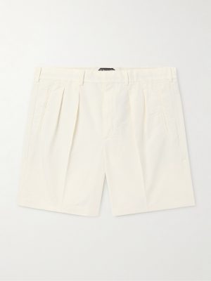 Straight-Leg Pleated Cotton and Silk-Blend Poplin Shorts Straight-Leg Pleated Cotton and Silk-Blend Poplin Shorts