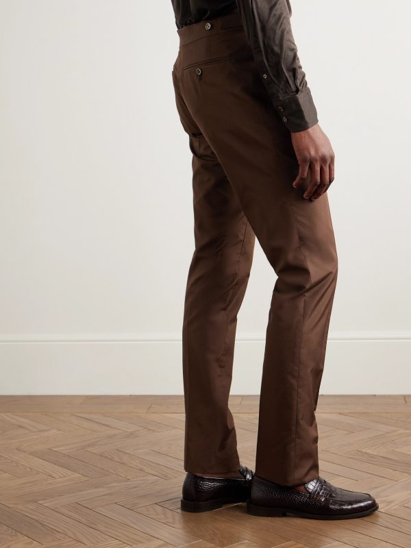Slim-Fit Silk Trousers - BK Slim-Fit Silk Trousers - BK