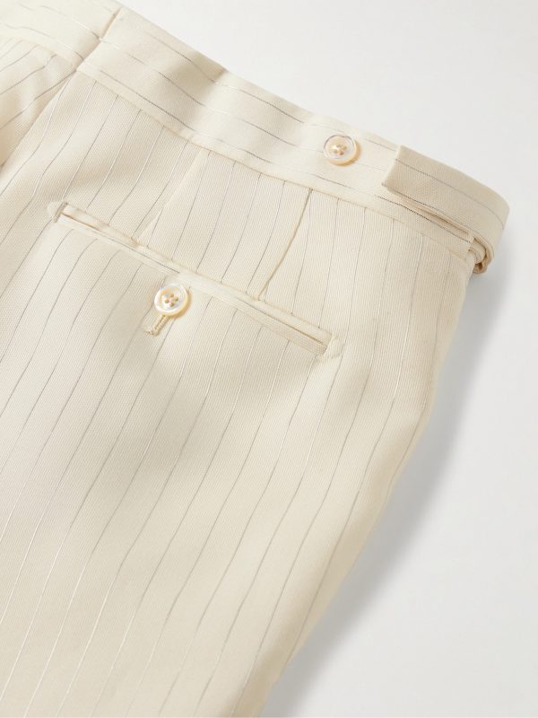 Slim-Fit Metallic Striped Wool-Blend Suit Trousers - CU Slim-Fit Metallic Striped Wool-Blend Suit Trousers - CU
