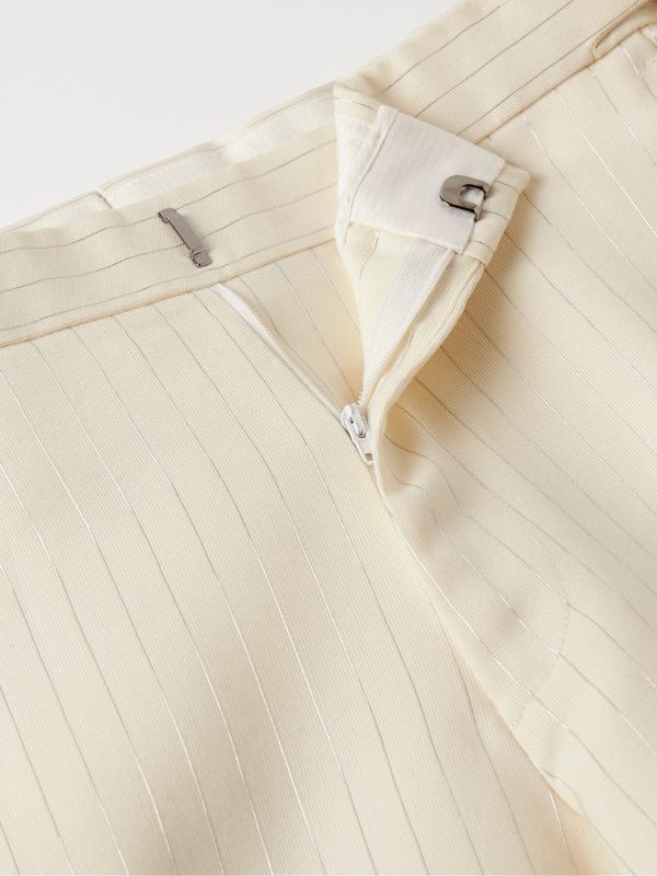 Slim-Fit Metallic Striped Wool-Blend Suit Trousers - E1 Slim-Fit Metallic Striped Wool-Blend Suit Trousers - E1