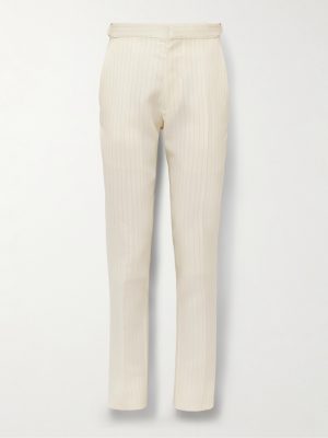 Slim-Fit Metallic Striped Wool-Blend Suit Trousers Slim-Fit Metallic Striped Wool-Blend Suit Trousers