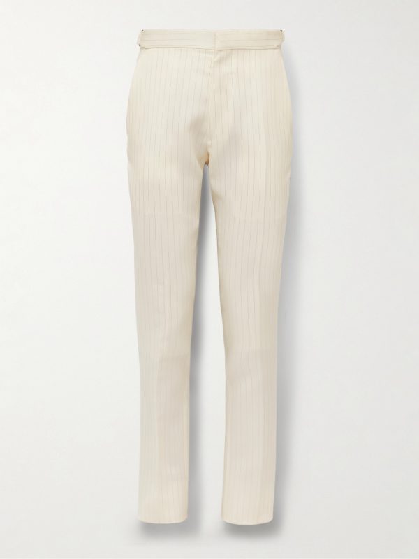 Slim-Fit Metallic Striped Wool-Blend Suit Trousers Slim-Fit Metallic Striped Wool-Blend Suit Trousers