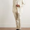 Slim-Fit Metallic Striped Wool-Blend Suit Trousers - OU Slim-Fit Metallic Striped Wool-Blend Suit Trousers - OU