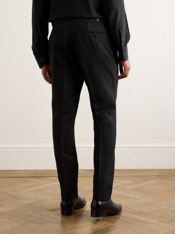 Straight-Leg Striped Mohair and Wool-Blend Trousers - BK Straight-Leg Striped Mohair and Wool-Blend Trousers - BK