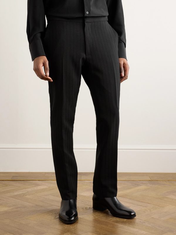 Straight-Leg Striped Mohair and Wool-Blend Trousers - FR Straight-Leg Striped Mohair and Wool-Blend Trousers - FR