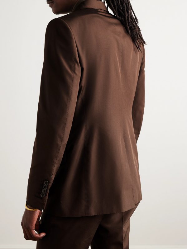 Dyllan Double-Breasted Silk Suit Jacket - BK Dyllan Double-Breasted Silk Suit Jacket - BK